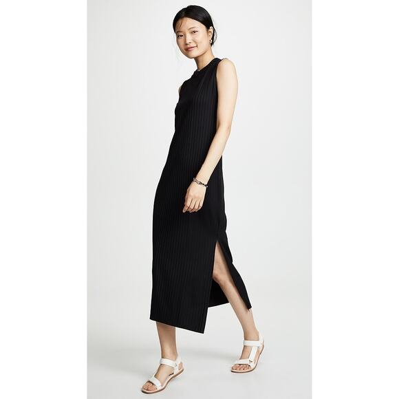AYR The Weekender Ribbed Midi Dress Black Sleeveless Knit Size Small LBD - Picture 1 of 8